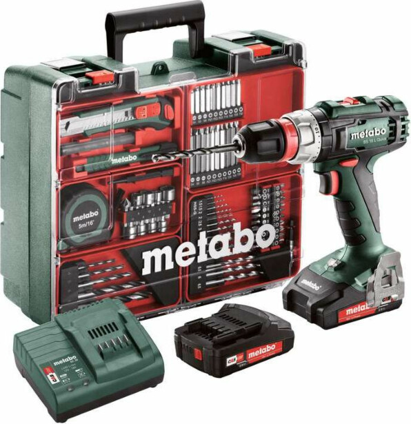 Akkuporakone Metabo BS 18 L Quick Set 18V 2x2.0Ah Li-Power-akulla ja laturilla SC 30 sekä työkalusetillä