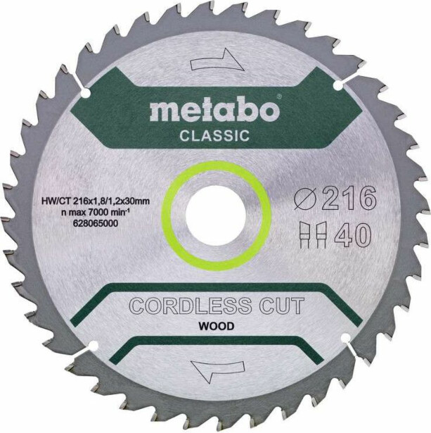 Pyörösahanterä Metabo HM Precision Cut Wood-Classic 216x30 Z40 WZ 5°