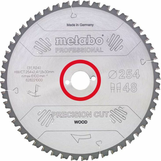 Pyörösahanterä Metabo HM Precision Cut Wood-Professional 254x30 Z60 WZ 5° neg