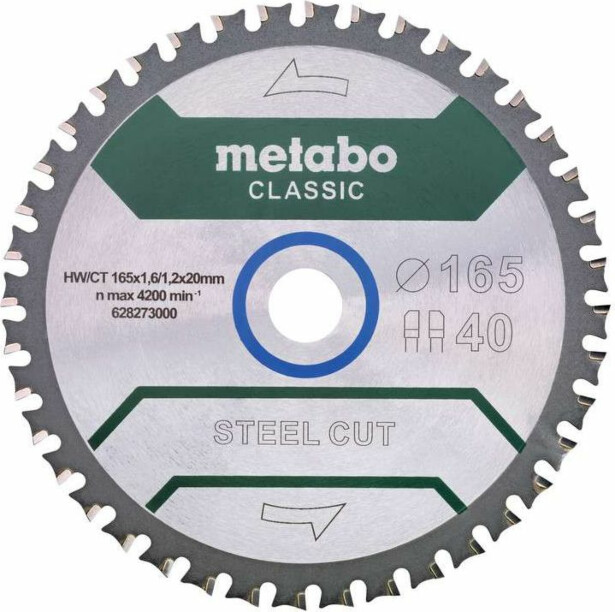Pyörösahanterä Metabo Steel Cut-Classic 165x20 Z40 FZFA/FZFA 4°
