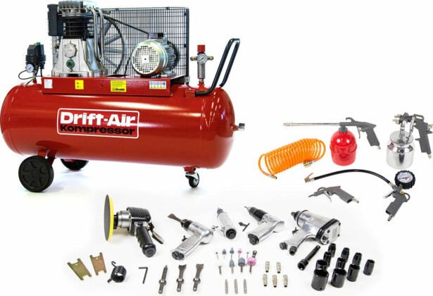 Kompressorisetti Drift-Air CT 5.5/580 5 paineilmakonetta 45 lisävarustetta ja 5 paineilmatyökalua