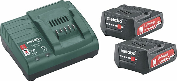 Akkupaketti Metabo 12V 2x2.0 Ah laturilla SC 30