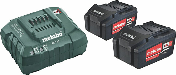 Akkupaketti Metabo 18V 2x4,0 Ah laturilla ASC 55