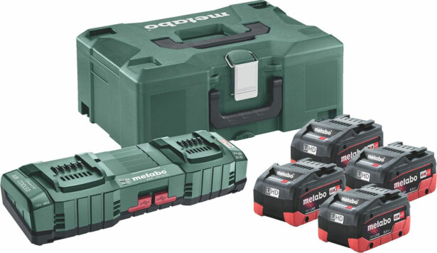 Akkupaketti Metabo 18V 4x8,0 Ah pikakäyttöisellä laturilla ASC 145 Duo