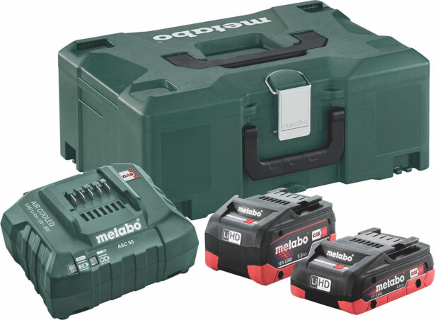 Akkupaketti Metabo 18V 1x4,0 Ah LiHD ja 1x5.5 Ah LiHD laturilla ASC 55