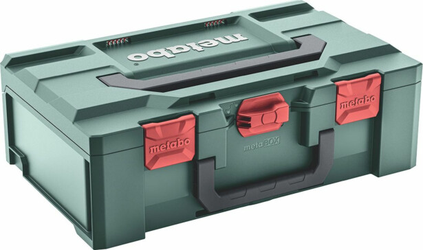 Kuljetuslaatikko Metabo metaBOX 165 L sopii kulmahiomakoneille joiden kiekon halkaisija enintään 125mm