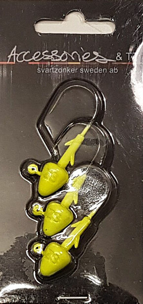 Jigi Abugarcia Svartzonker Jiggskalle 20g #4/0 Fluo Yellow 3kpl