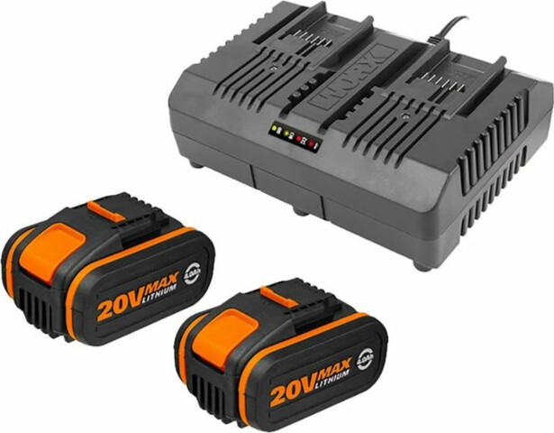 Akkupaketti Worx 20V sisältää 2 akkua ja laturin
