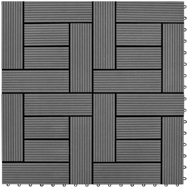 Harmaa 30 x 30 cm Terassilaatta WPC 1 Neliömetri 11 kpl