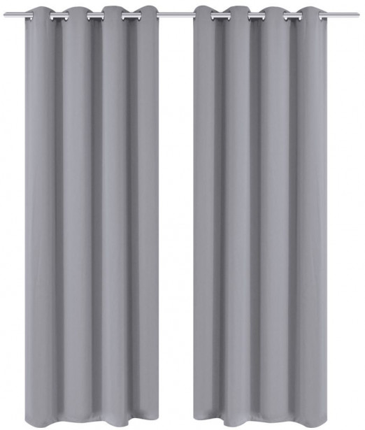 Harmaat pimennysverhot metallirenkailla 2 kpl 135 x 245 cm_1