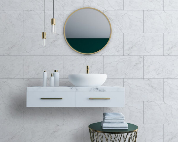 Sisustuslevy Innovera Décor Tongue&Groove Carrara Marble, 5x400x620mm, PVC, valkoinen