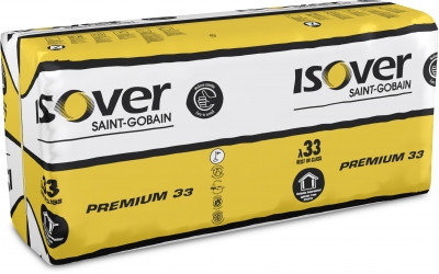 Lasivilla ISOVER Premium 33, 125x560x870mm, 2.92m²/pkt