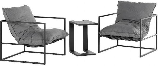 Loungesetti Rörsjöstaden + pöytä, 2-istuttava, harmaa
