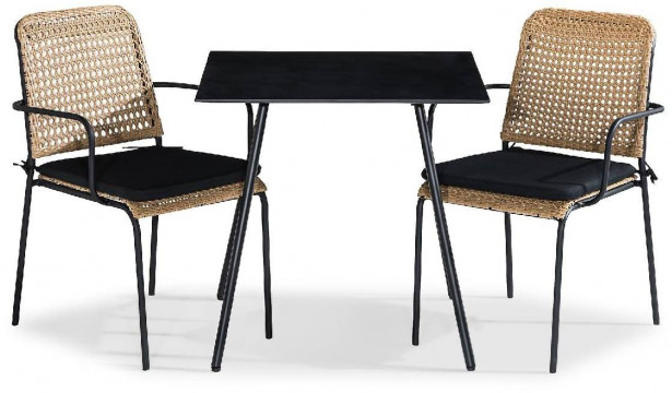 Parvekeryhmä Tahiti, 2 tuolia + pehmusteet, musta