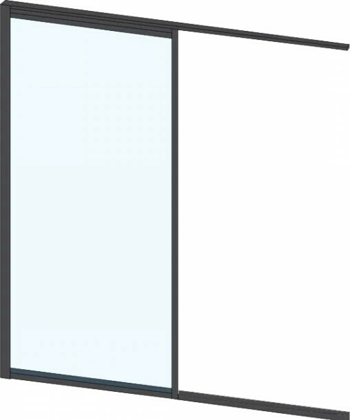 Terassin lasiliukuovi Keraplast 1-os. 2100x915mm, kirkas/musta, sisäpuolinen nuppilukitus