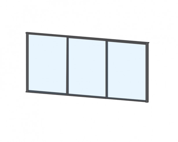 Terassin liukulasi-ikkuna Keraplast 3-os. 1100x2870mm, kirkas/harmaa