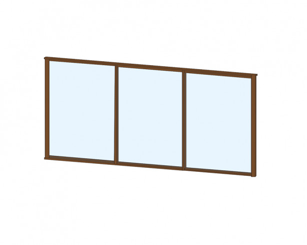 Terassin liukulasi-ikkuna Keraplast 3-os. 1100x2870mm, kirkas/ruskea