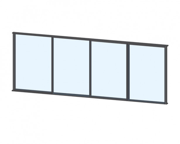 Terassin liukulasi-ikkuna Keraplast 4-os. 1100x3800mm, kirkas/harmaa