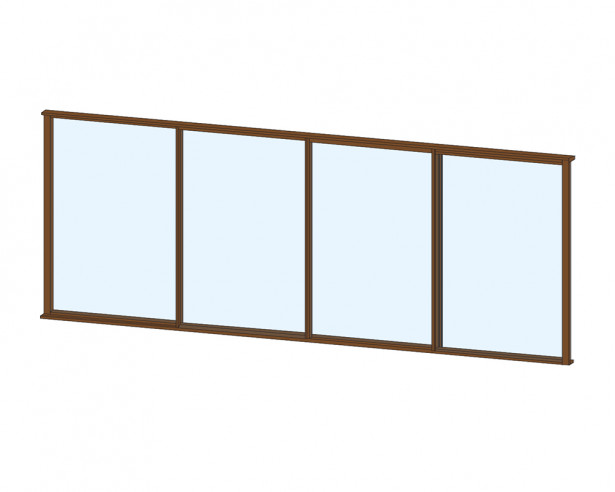 Terassin liukulasi-ikkuna Keraplast 4-os. 1100x3800mm, kirkas/ruskea