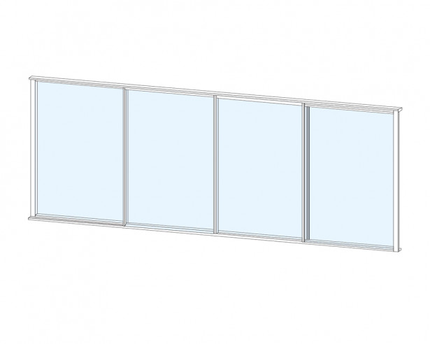 Terassin liukulasi-ikkuna Keraplast 4-os. 1100x3800mm, kirkas/valkoinen
