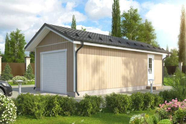 Autotalli Kymppitallit KP32 yhdelle autolle + varasto päädyssä
