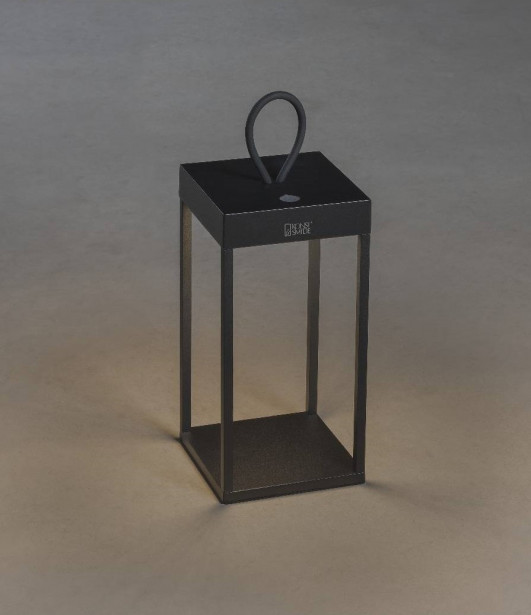LED-lyhtyvalaisin Konstsmide Ravello, 30cm, ladattava, musta