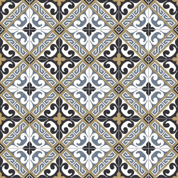 Kuviolaatta Kymppi-Lattiat History Jugend Genova Blue, himmeä, 250x250mm