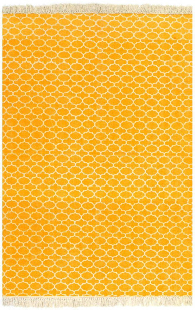 Kilim matto puuvilla 120x180 cm kuviolla keltainen_1