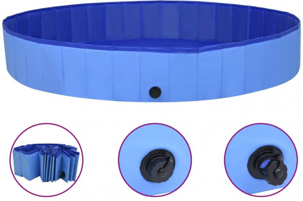Kokoontaitettava koiran uima allas sininen 200x30 cm PVC