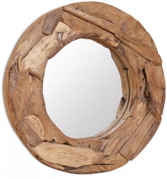 Koristeellinen peili pyöreä 60 cm tiikki_1