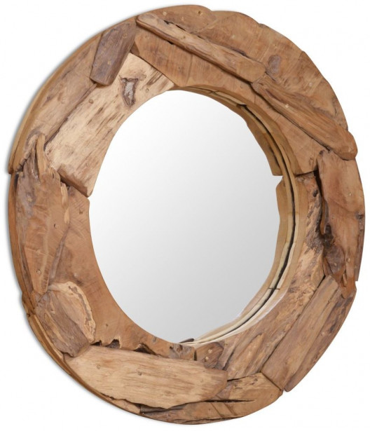 Koristeellinen peili pyöreä 80 cm tiikki_1