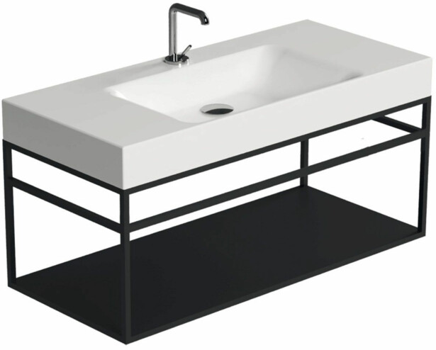 Seinäasennusteline Lavabo Cento -pesualtaalle, 100x45cm, mattamusta