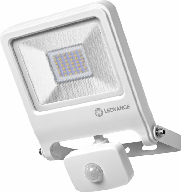 LED-valonheitin Ledvance Endura Flood 30W, 3000K, valkoinen, liiketunnistin, Verkkokaupan poistotuote