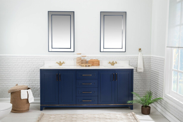 Kylpyhuoneryhmä Linento Bathroom Ontario 72 DarkBlue kaksi allasta ja peiliä