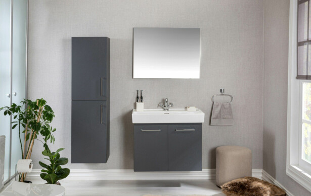 Kylpyhuoneryhmä Linento Bathroom Carlsbad 80 Grey peili + sivukaappi