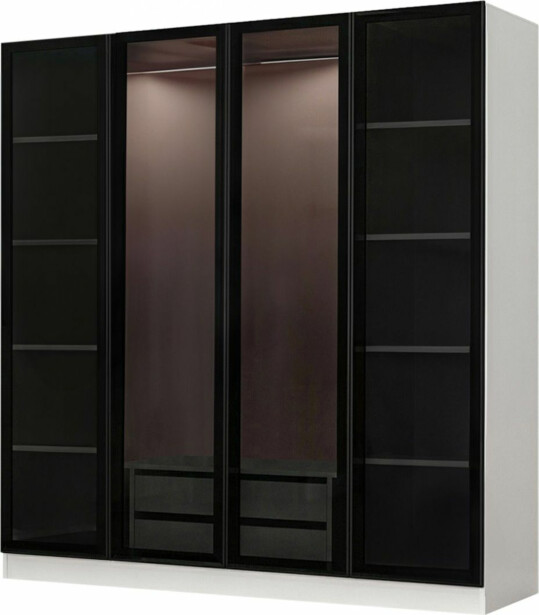 Vaatekaappi Linento Furniture Kale 6635 210x180cm valkoinen/musta