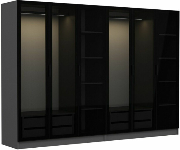 Vaatekaappi Linento Furniture Kale 6654 190x270cm antrasiitti/musta