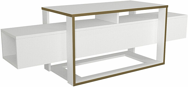 TV-taso Linento Furniture Bianco, valkoinen/kulta
