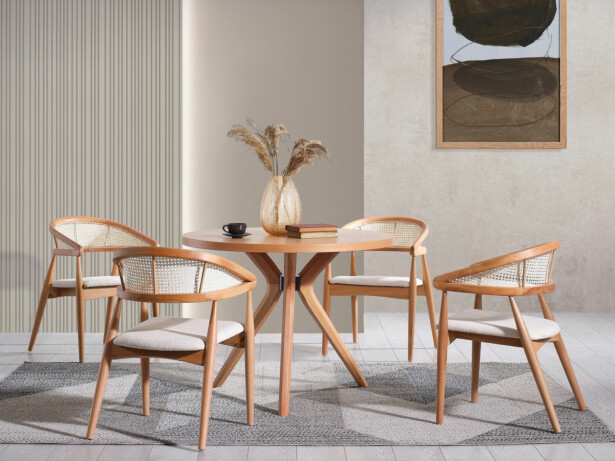 Ruokapöytä Linento Furniture Vegas, Ø100cm, ruskea