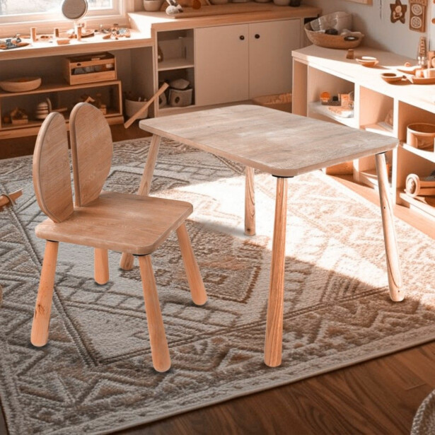 Lasten pöytäsetti Linento Furniture BLTYZ-AKTV064, vaaleanruskea