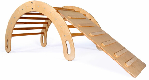 Pikler-kiipeilyteline Linento Furniture BLTYZ-AKTV066, vaaleanruskea