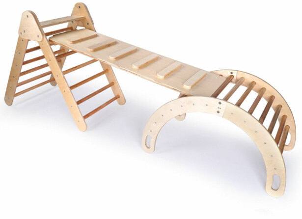 Pikler-kiipeilyteline Linento Furniture BLTYZ-AKTV0149, vaaleanruskea
