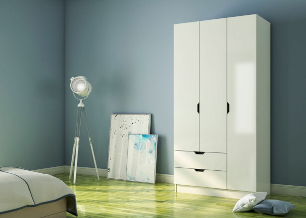 Vaatekaappi Linento Furniture Rb-155, 90x180cm, mattavalkoinen