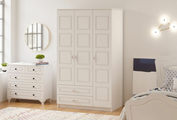 Vaatekaappi Linento Furniture Rb-002, 105x180cm, mattavalkoinen