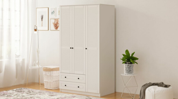 Vaatekaappi Linento Furniture Rb-062, 105x184cm, mattavalkoinen
