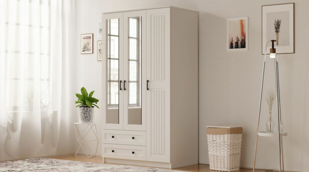 Vaatekaappi Linento Furniture Rb-073, 105x184cm, mattavalkoinen