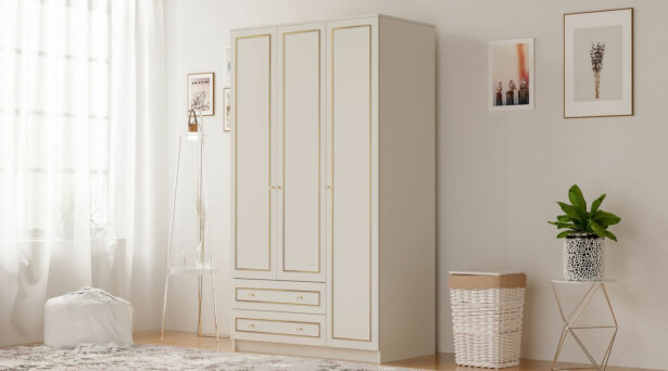 Vaatekaappi Linento Furniture Rb-077, 105x210cm, mattavalkoinen
