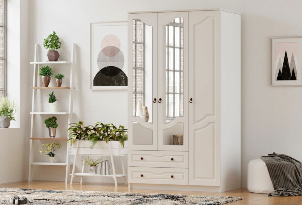 Vaatekaappi Linento Furniture Rb-105, 105x210cm, mattavalkoinen