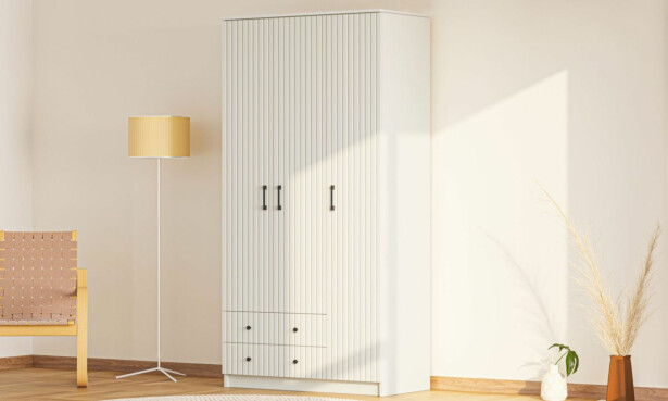 Vaatekaappi Linento Furniture Rb-185-01, 105x210cm, mattavalkoinen