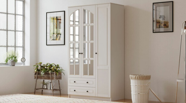Vaatekaappi Linento Furniture Rb-110, 105x184cm, mattavalkoinen